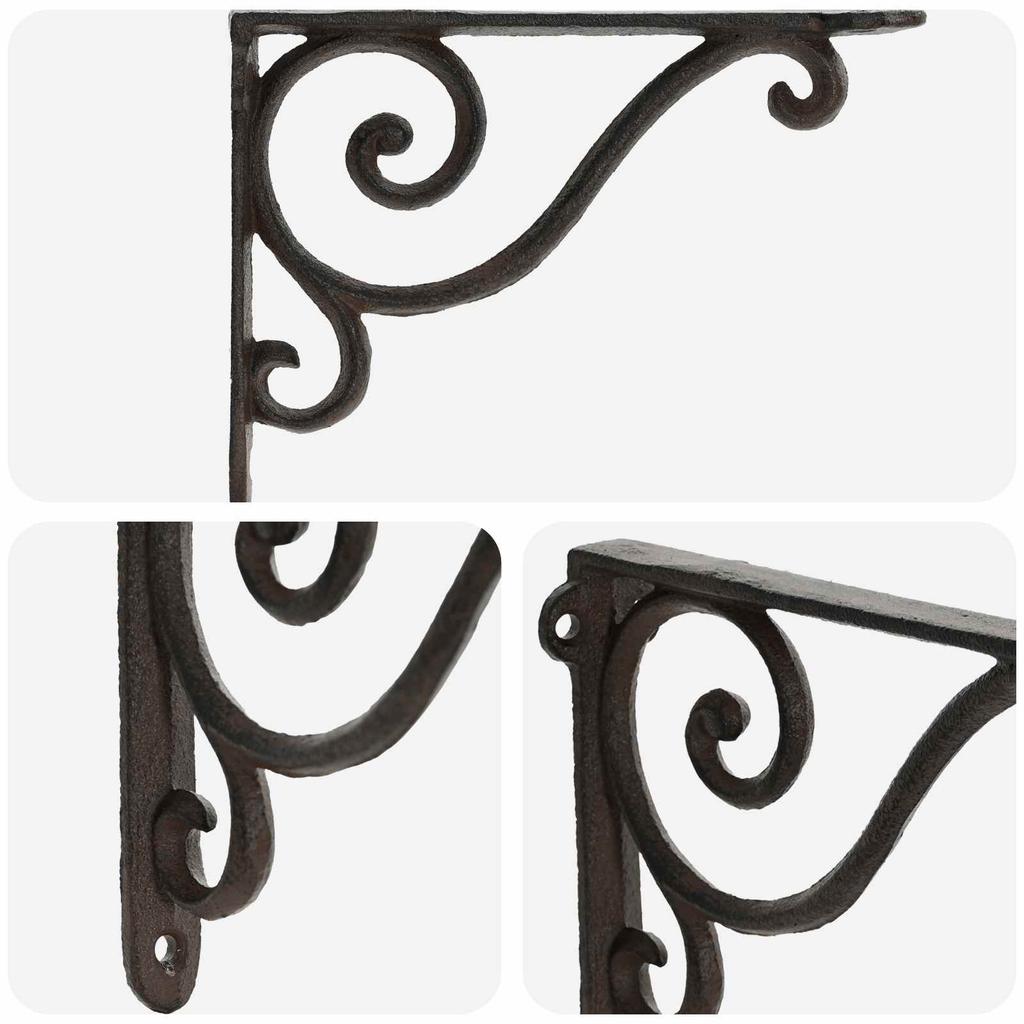 Wall Shelf Brackets 2 pcs Antique Brown 12.5 x 17 x 3 cm Steel