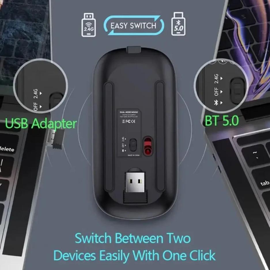 Новая беспроводная мышь Bluetooth, USB оптическая перезаряжаемая мышь для компьютера, ноутбука, ПК, Macbook, игровая мышь, геймер, 2,4 ГГц, 1600 точек на дюйм