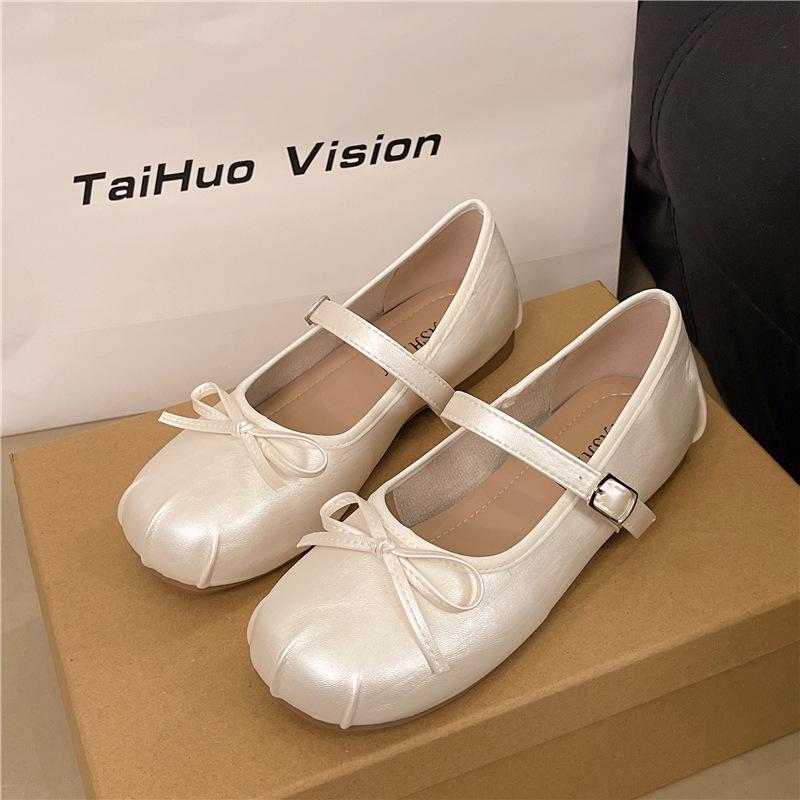 Фея ветер нежный с юбкой балетные туфли женские лето 2025 новые серебристые мягкие плоские слипоны туфли-бини