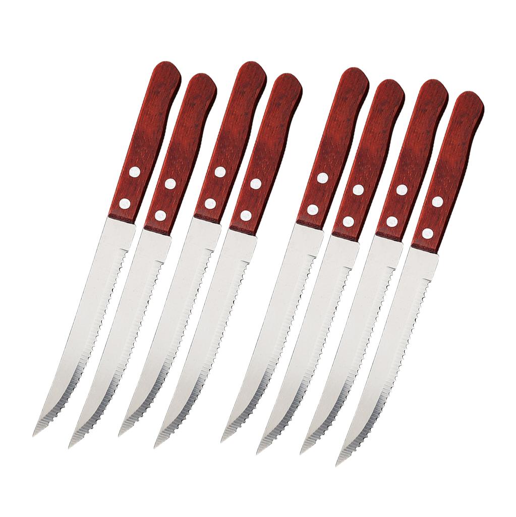 1-20 Pcs Stainless Steel Steak Knife Wooden Handle Dinner Sharp Steak Knife Knives Set Restaurant Table Knives Dinnerware Set