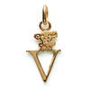 [E9138] - Gold Plated 'Letter V' Pendant - 15x10 Mm