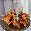 Halloween Candle Ring Wreath Artificial Pumpkin Sunflower Maple Leaf Wreath Pillar Candle Holder for Wedding Home Table Decoration