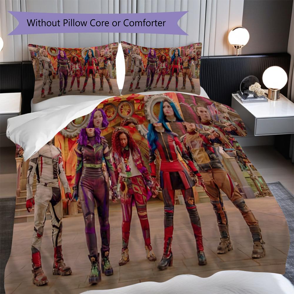 1PC Descendants pattern Bedding Quilt Set Quilt Cover Pillowcase Home Decoration Birthday Gift (1 * duvet cover + 2 * pillowcase, without core)