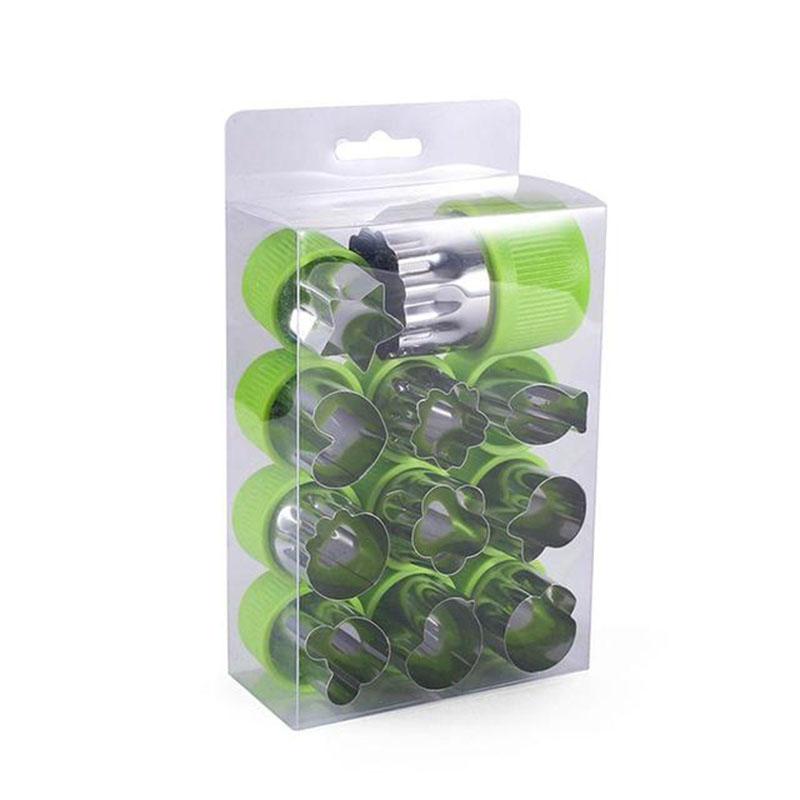 12pcs/set Vegetable Fruit Cutter Stainless Steel Flowers Cartoon Shape Mold Cake Biscuit Cutting Mold Kitchen Cookie Cutter Tool