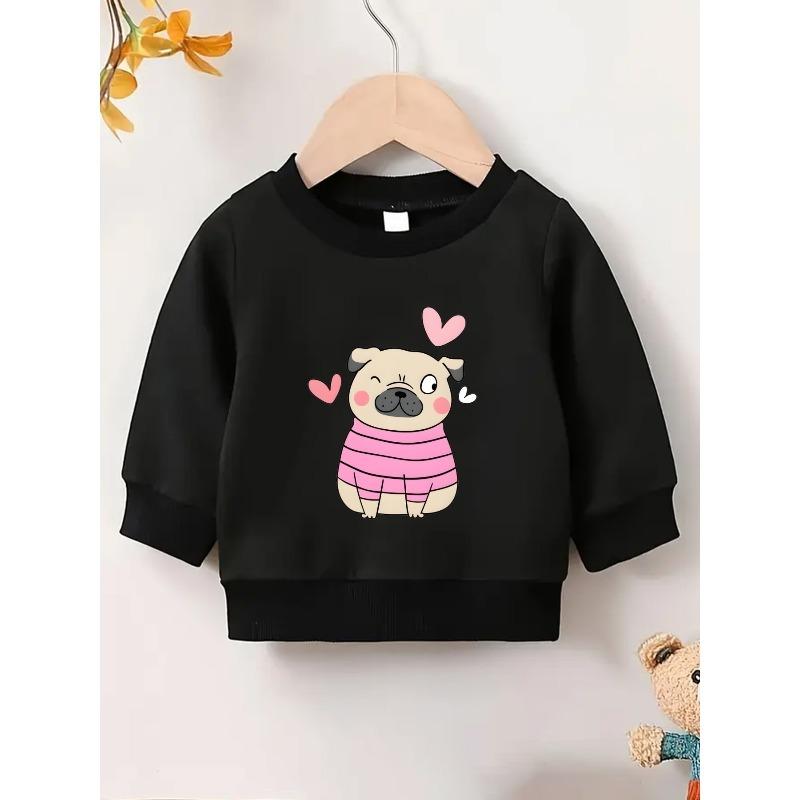 European sizes Cute Cartoon Dog Print Pattern 0-3 Years Old Kid Comfortable Spring Thin Round Neck Sweatshirt Suitable for Outdoor Wear