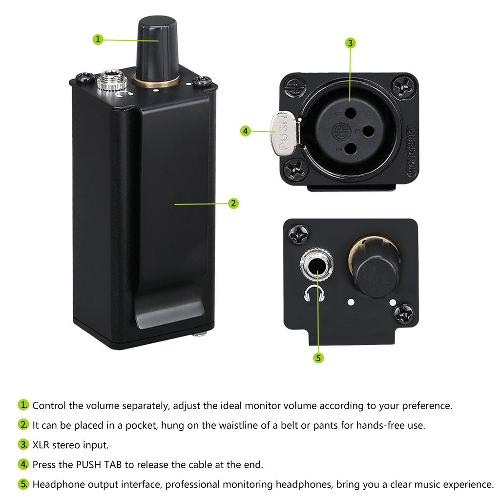 Portable Headphone Amplifier With Dual XLR/TRS Inputs In-Ear Monitor Amplifier Amplifier for In Ear Monitoring