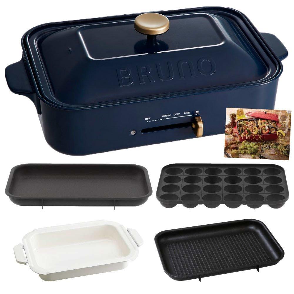 Компактная плита BRUNO Основной блок 4 типа пластин керамическая кастрюля Плоская В комплекте книга рецептов Темно-синий Темно-синий Стильный Милый Этот блок Крышка