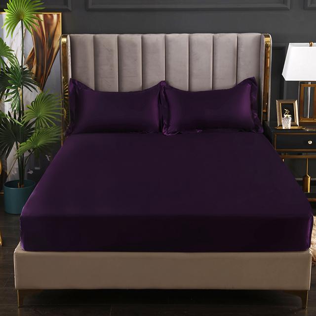 Bed Sheet Home Textile Three-piece Set Home High-end Solid Color Satin Silk Bed Sheet Mattress Cover Elastic Band Bed Sheet Bedding