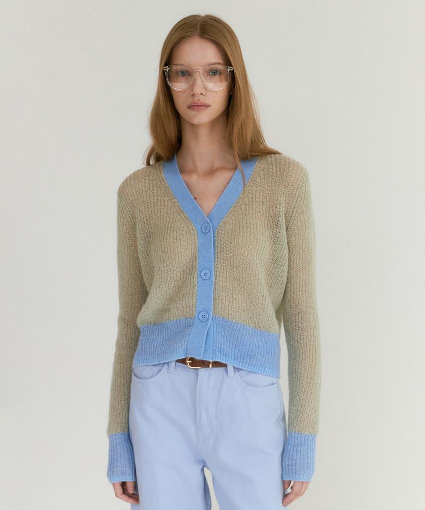Lei Avery Anti-Pilling Mohair V-Neck Cardigan (Gray)