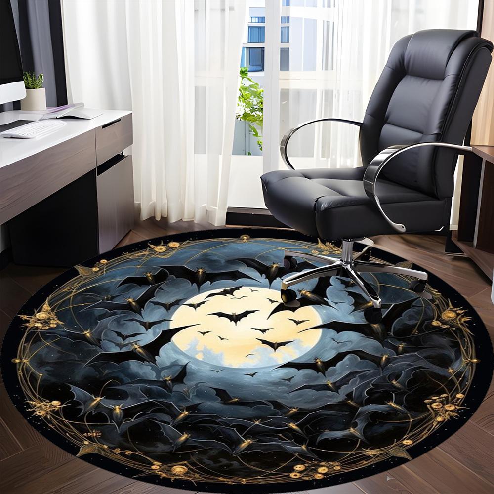 1pc Bat Moon Night Print Chair Carpet for Office Non-Slip Mat for Office - Decorative Floor Mat yy251030211