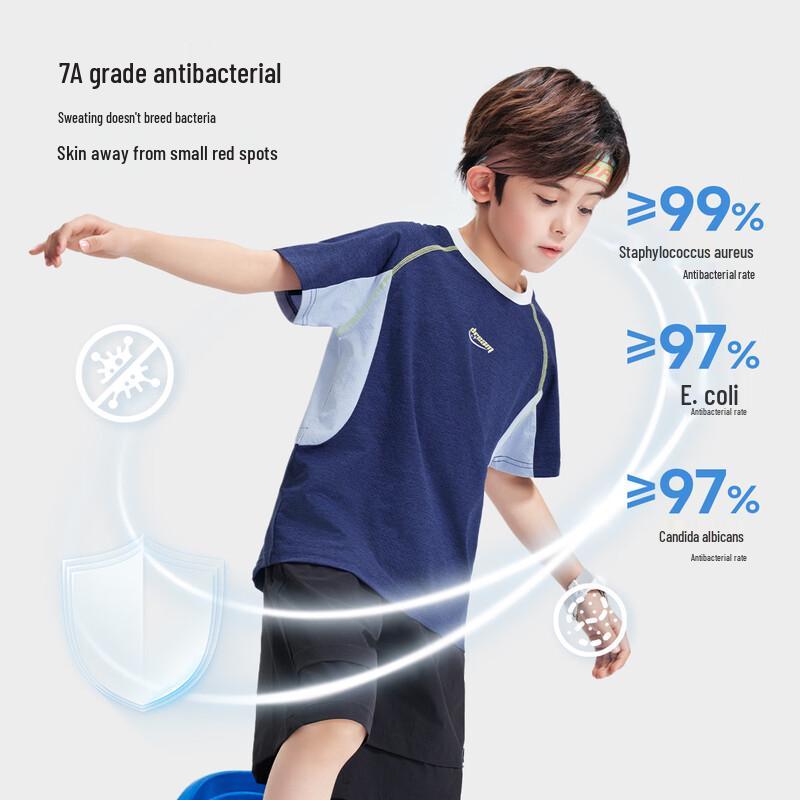 Luo Meng Boys' Cooling Quick-Dry Sunscreen Sports T-Shirt