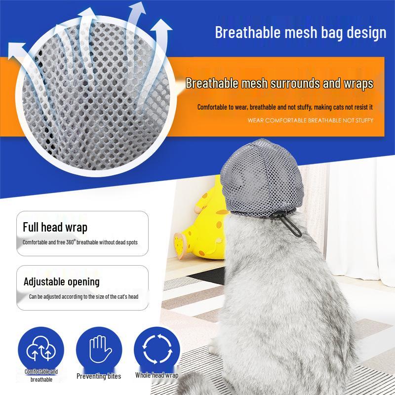 2024 Breathable Cat Mask: Anti-Lick, Anti-Scratch, Anti-Eating, Clear Vision Cat Head Cover
