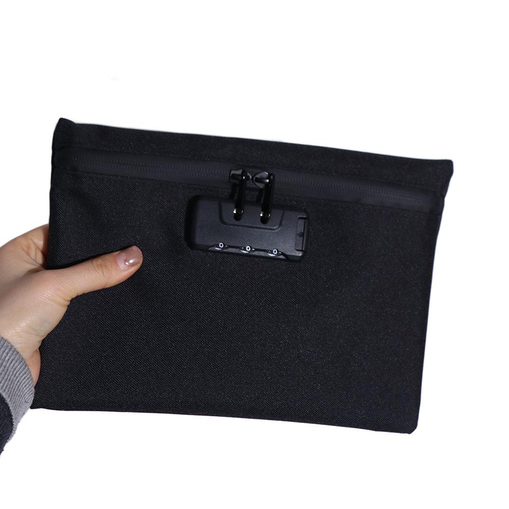 Zip Closure Money Bag with Lock Combination Lock Security Document Bag Camping