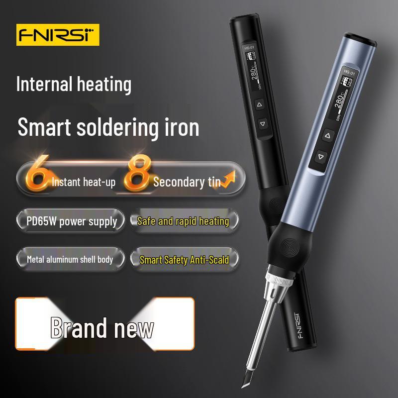 Портативный умный электрический паяльник Fnirsi с цифровым дисплеем, внутренний нагрев PD65W, постоянная температура для ремонта и сварки.
