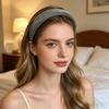 Women Headband Sparkling Rhinestones Sponge Thickened Filling Non-Slip Design Hair Hoop Flexible Fit Hair Accessory