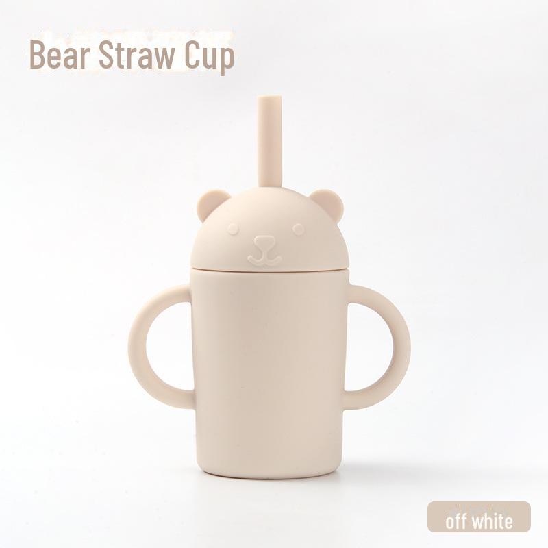 Детский силиконовый поильник с трубочкой для обучения питью, пищевой, устойчивый к падениям, съемный и моющийся, подходит для детей.