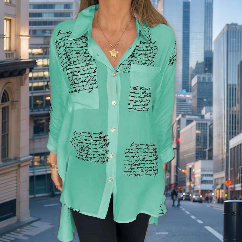 Женская летняя свободная повседневная рубашка-смокинг с принтом