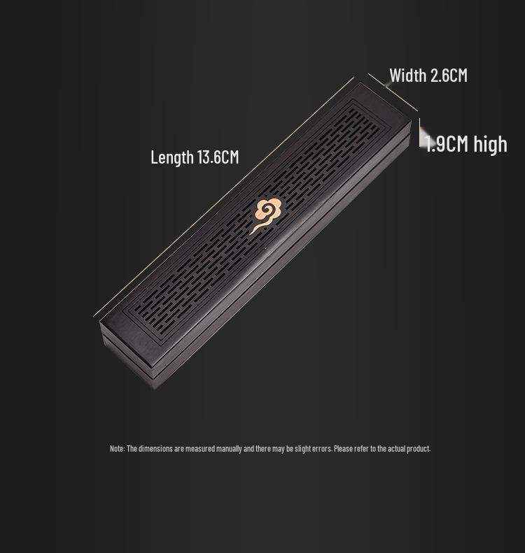 Ebony Carving Reclining Incense Holder with Auspicious Cloud Pattern - Purple Ebony Incense Burner Box for Home Use.