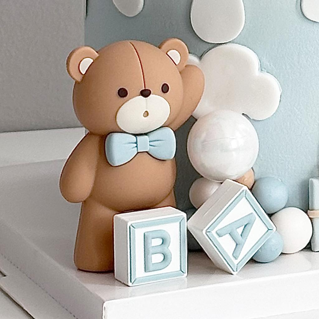 Мини Топперы для Торта Медвежата Голубые Топперы для Торта с Буквами BABY Золотые Голубые Белые Перламутровые Шарики для Детского Праздника Мальчика Дня Рождения