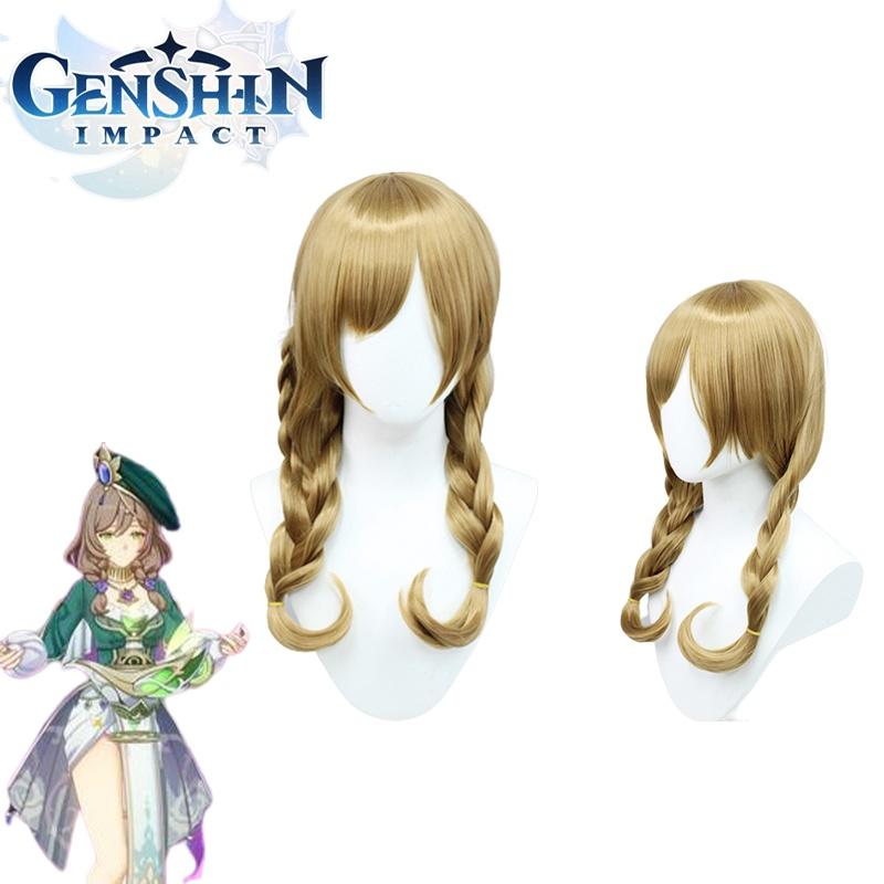 Genshin Impact Inspired Lisa Cosplay Wig Double Braid Hair
