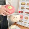 Креативная кружка с клубникой Мультяшная милая керамическая чашка Высококачественная керамическая чашка для воды с крышкой С ручкой Подарок