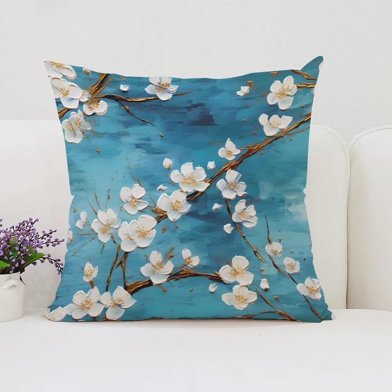 Japanese Cherry Blossom Cushion Cover Cushions Covers Pillow Covers Decorative Luxury Pillowcase Bed Pillowcases