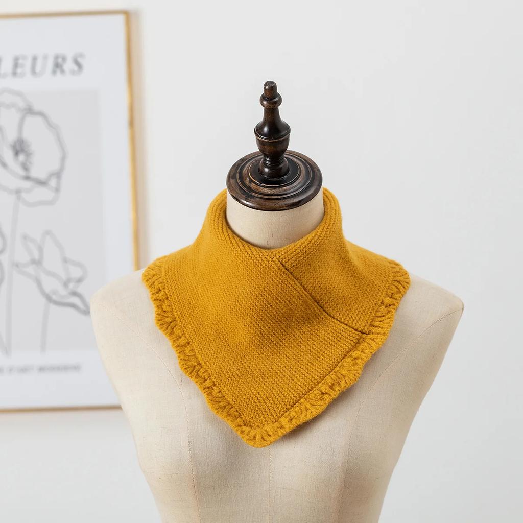 Толстый зимний теплый шарф с кольцом, женский однотонный вязаный полосатый шейный платок, уличная лыжная полная маска, шерстяная пряжа, глушитель Bufanda