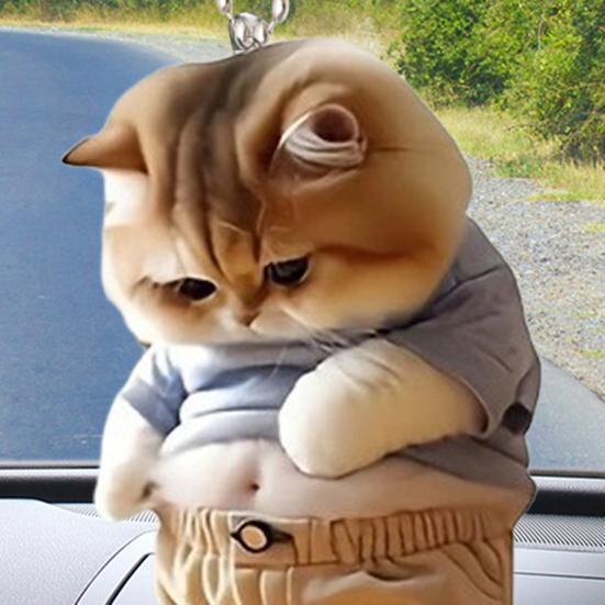 Pot-bellied Dog Cat Hanging Ornament Home Indoor Christmas Tree Car Rearview Mirror 2D Flat Acrylic Big Belly Cartoon Animal Hanging Decoration