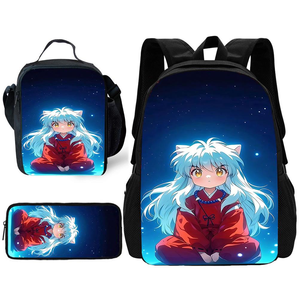Школьный рюкзак Inuyasha для детей, теплый, зимний, с сумками для ланча, пеналами, школьными сумками для мальчиков и девочек, лучший подарок