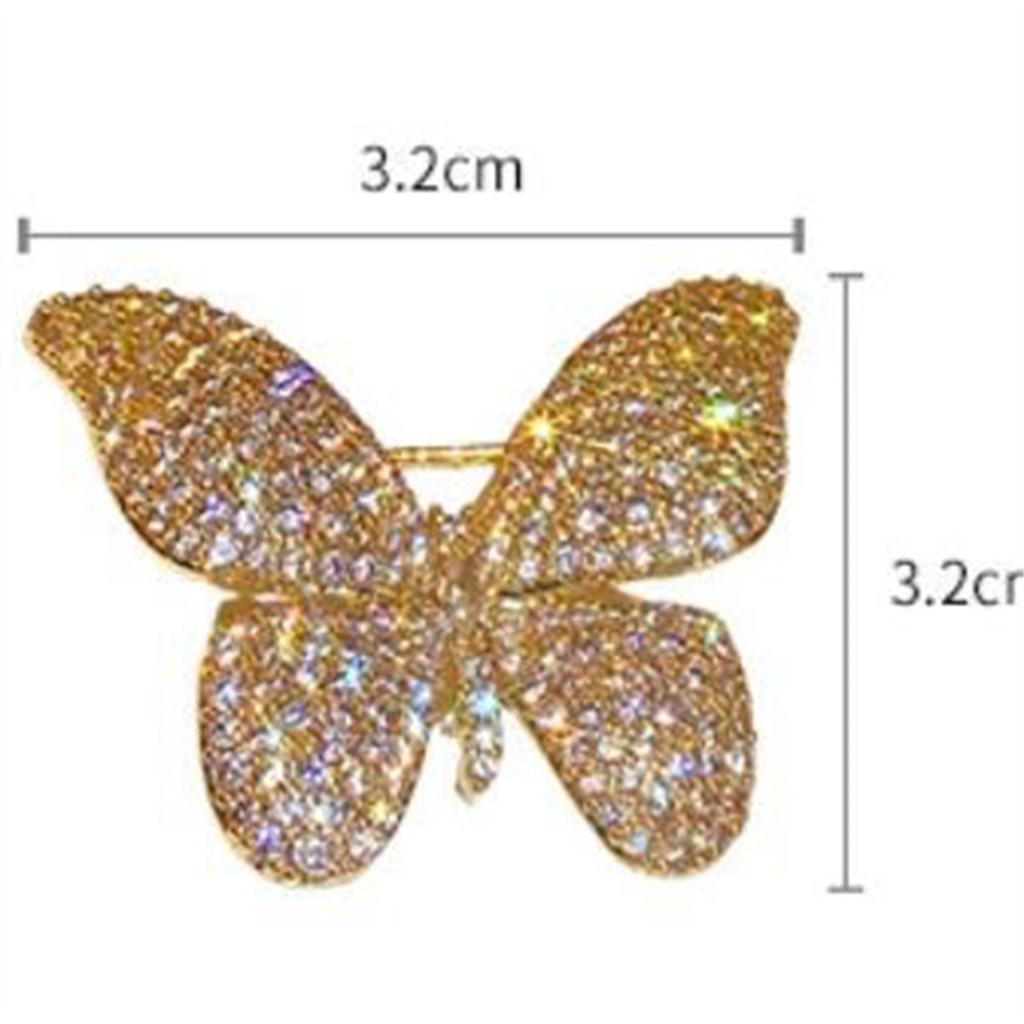 Rinhoo Shining Full Rhinestone Butterfly Brooch For Women Elegant Crystal Insect Collar Lapel Pins Animal Corsage Party Jewelry