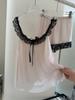 Mesh pajamas women's summer girl pure desire suspender shorts loungewear suit sweet girl sexy pajamas women