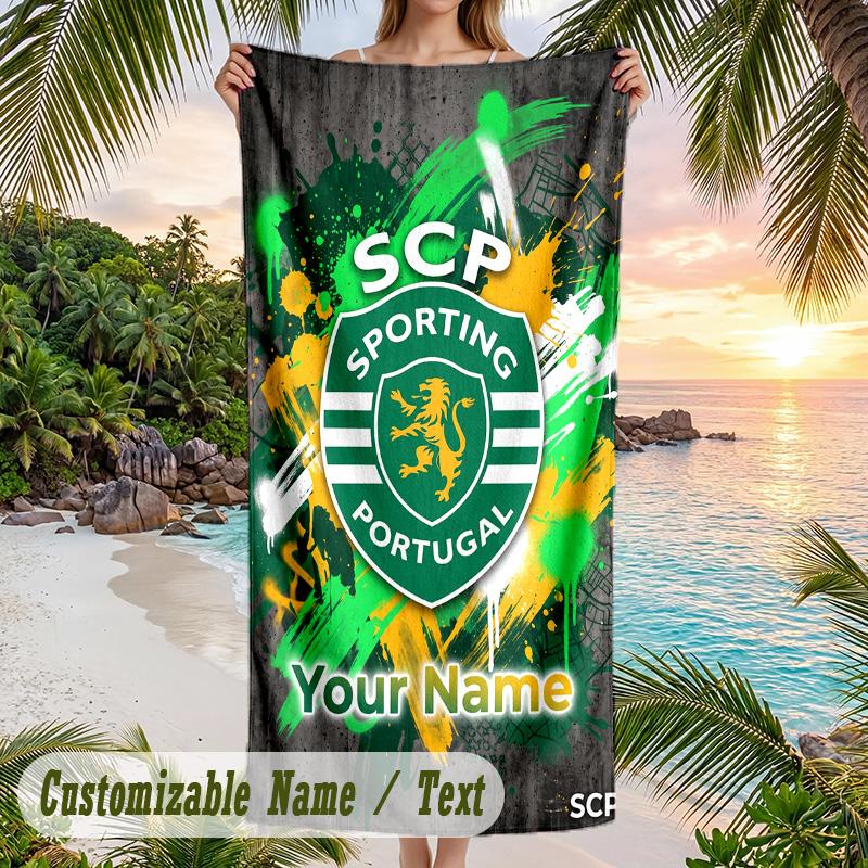 Beach Towel Sporting CP Print Custom Name Text Soft Towel for Swimming Pool