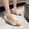 French Style Pointed Toe Thin Heel High Heels Women's Wide Foot Soft Leather Soft Sole Versatile Comfortable Sexy Cup Heel Heels