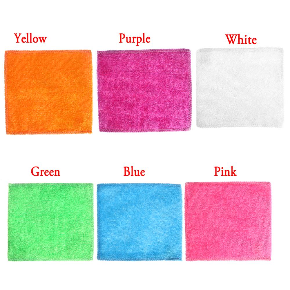 1Pc Soft Multi-color Anti-grease Bamboo Fiber Cleaning Rags Washing Towel Dish Cloth Household Kitchen Dinning Accessory