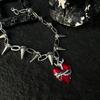 Y2K Heart Rivet Necklace Gothic Punk Style Heart Pendant Necklace for Men Women Exaggerate Jewelry Accessories Gifts