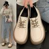 Модные туфли на платформе, женская обувь, весенние нескользящие кожаные туфли для женщин, классические повседневные туфли белого цвета с круглым носком