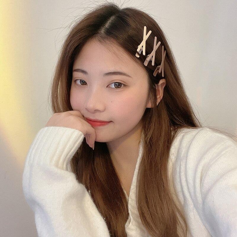 3pcs Candy Color Crossover Bangs Clip Korean Girls Sweet Hairpins Cross Seamless Hair Clip Broken Hair Clip Edge Clip Headwear