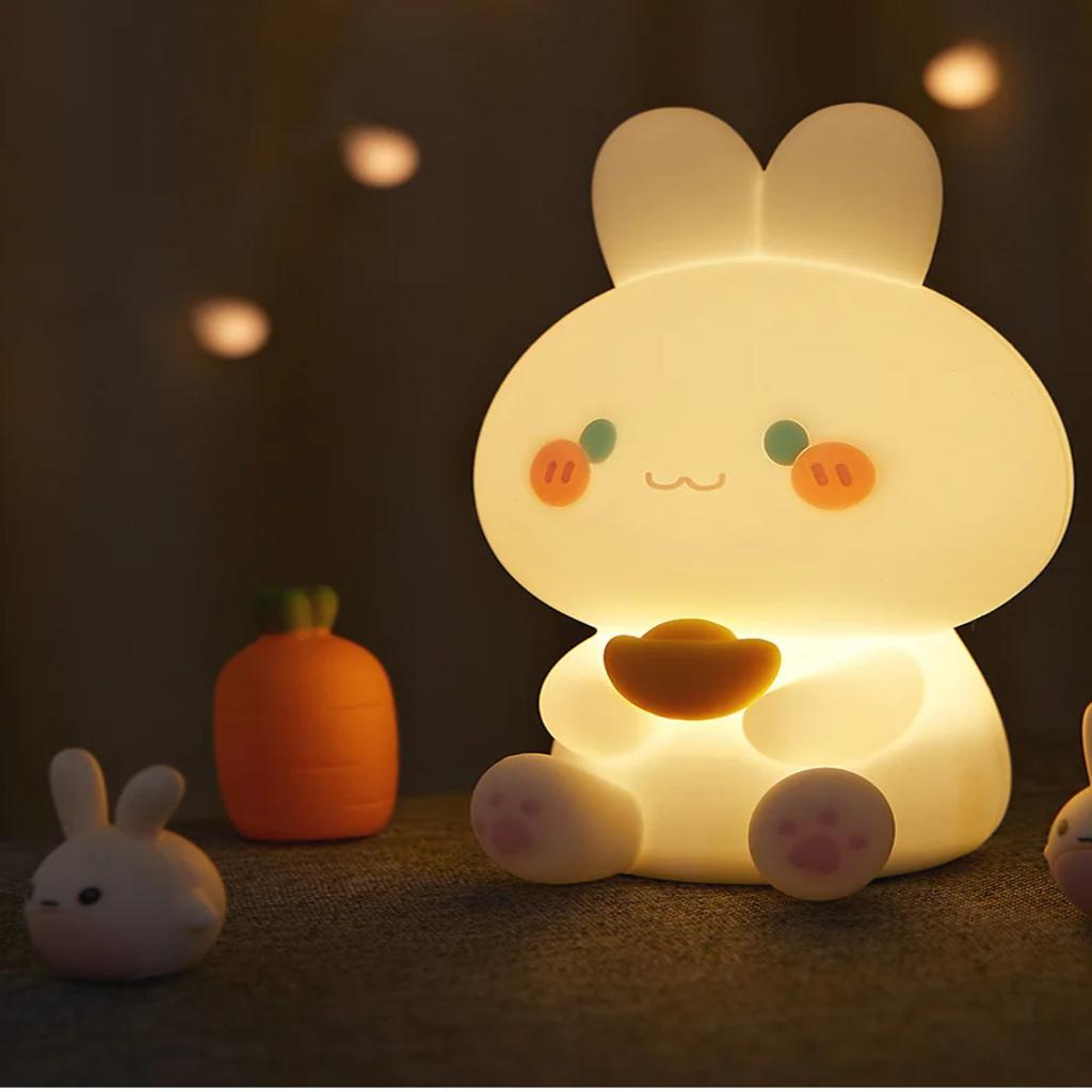 Новый светодиодный ночник RGB милый кролик силиконовый светильник для сна USB перезаряжаемый датчик спальня прикроватная тумбочка ребенок ребенок подарок Прямая поставка