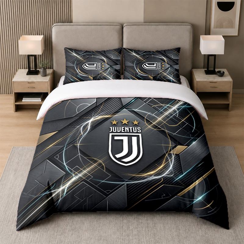 3 шт. Комплект постельного белья Juventus FC Мягкая простыня и две наволочки Декор для спальни дома