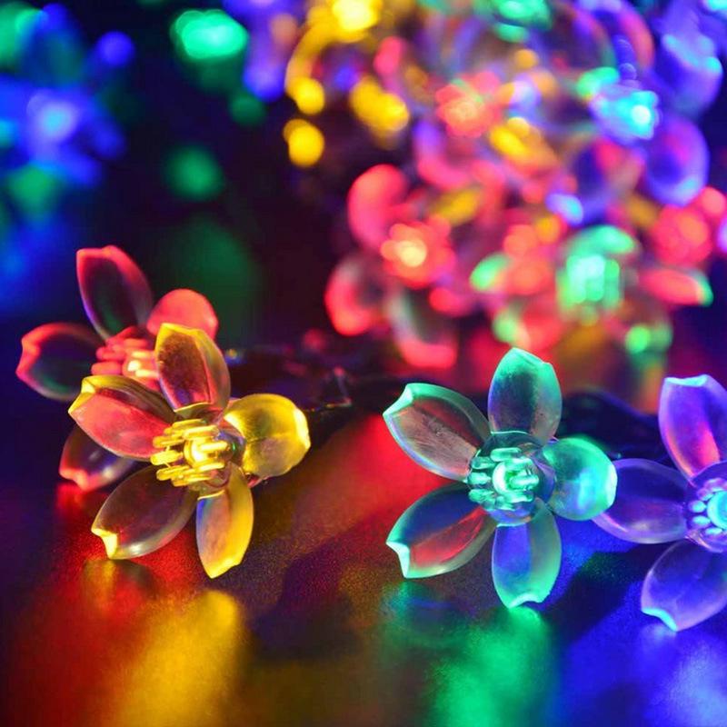 1 шт. солнечные гирлянды 5 м садовые светильники с изображением цветущей вишни светодиодные гирлянды уличные гирлянды для уличных цветов