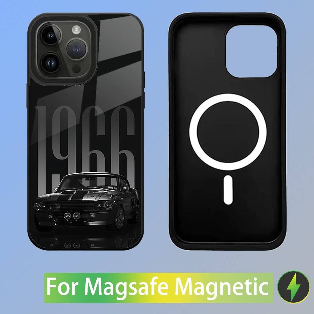 Чехол для телефона GT Car F-FordS M-Mustang для iPhone 16,15,14,13,12,11,Pro,Max,Plus,Mini,SE Новый Магнитный Беспроводной Зарядник Magsafe