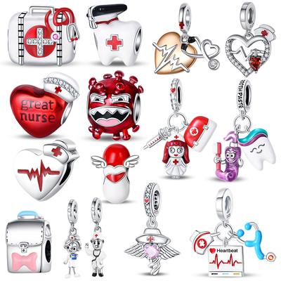 Медь Шапка Врача и Медсестры&ЭКГ&Бактерии&Таблетки&Медицинская Аптечка&Зубы Подвеска Шарм Подходит для Браслета Бренда Медицинские Украшения