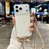 Ударопрочный Прозрачный Мягкий Бампер Чехол Для Для Iphone 17 16 1 14 Pro Max Plus Ремешок-Шнурок На Шею Верёвка Нейлоновая Чехол