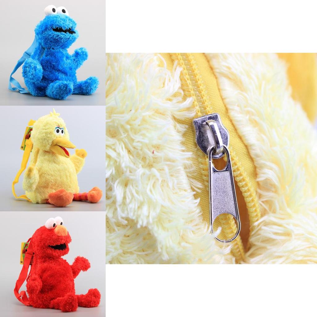 Cozy Sesame Street Plush Backpack Elmo Cookie Monster Big Bird Doll For Everyday Use