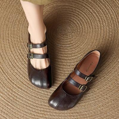 Весенне-осенние новые ретро туфли из коровьей кожи, женские нескользящие туфли на мягкой подошве и толстом каблуке, маленькие кожаные туфли с квадратным носком, туфли Мэри Джейн женские