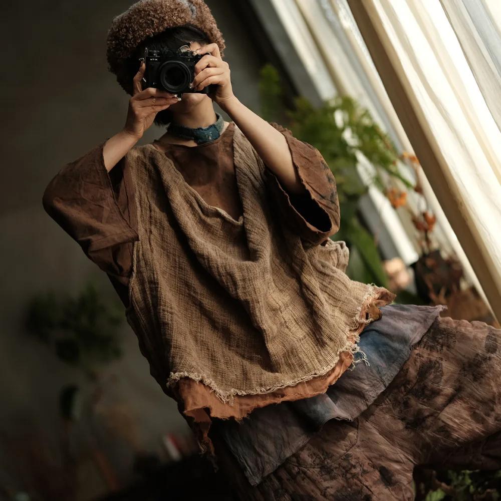 Johnature Женские винтажные пальто однотонные весенние свободные женские пуловеры в китайском стиле