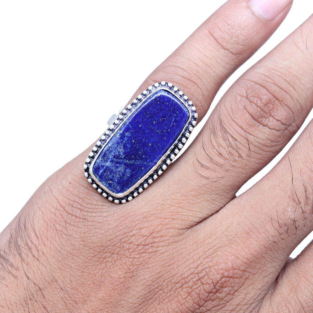 Серебряные украшения ручной работы с драгоценным камнем лазурит "8"