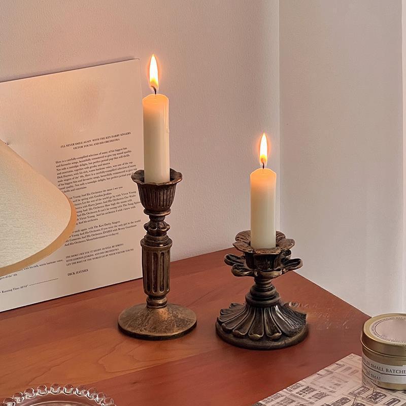Винтажные подсвечники для конуса, подсвечник из смолы, ретро-антикварный бронзовый подсвечник для свадебной вечеринки
