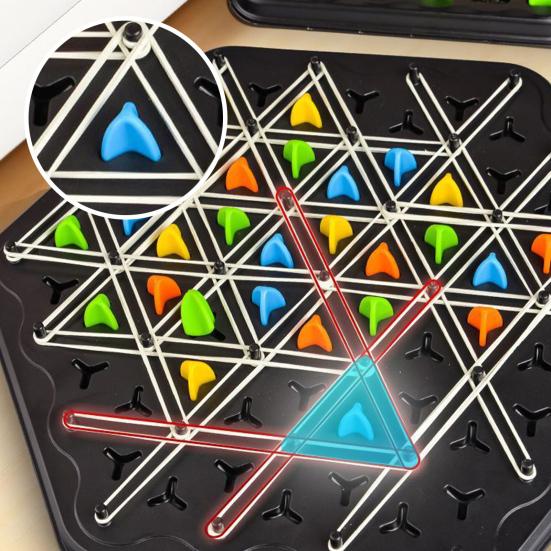 1 набор Треугольные шахматы Настольная игра от 2 до 4 игроков Геометрия Обучение фокусировке Логика Обучение Резиновая лента Треугольник Pegboard Стратегическая игра Игрушка