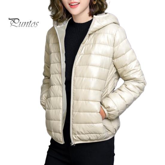 Women Cold Weather Coat Fall Winter Padded Hooded Thick Long Sleeve Warm Solid Color Soft And Outerwear Smooth Slim Fit Zipper Closure Pockets